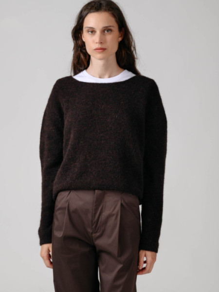 Jersey Cuello Barco Con Alpaca Marrón Jersey Cuello Barco Con Alpaca Marrón