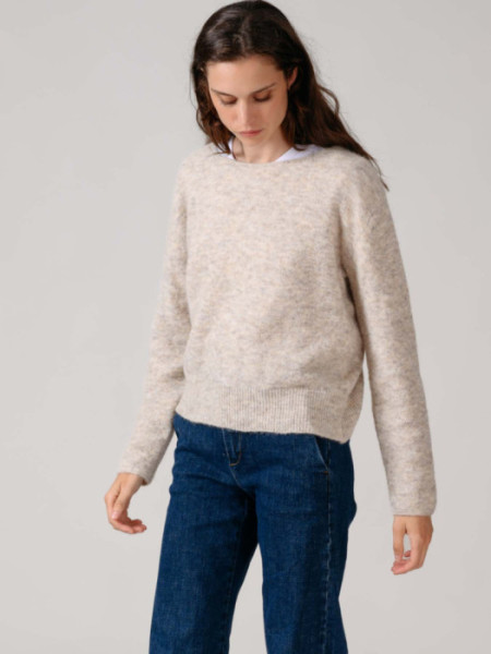 Jersey Cuello Barco Con Alpaca Gris Clar Jersey Cuello Barco Con Alpaca Gris Clar