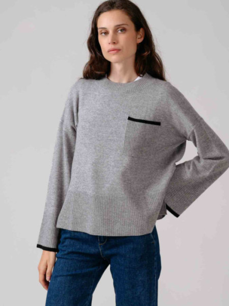 Jersey Cuello Chimenea Bolsillo Gris