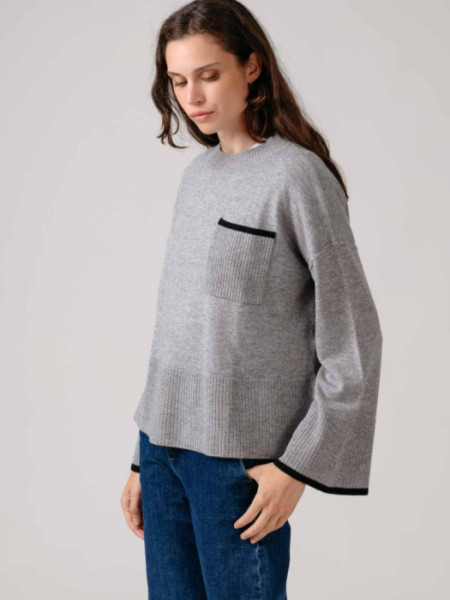 Jersey Cuello Chimenea Bolsillo Gris