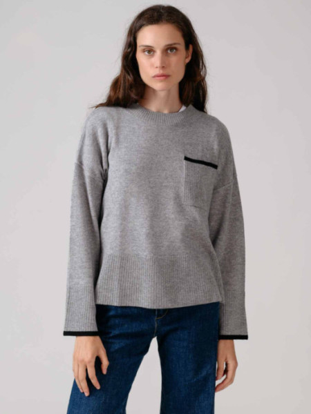 Jersey Cuello Chimenea Bolsillo Gris