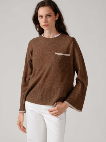 Jersey Cuello Chimenea Bolsillo Marron