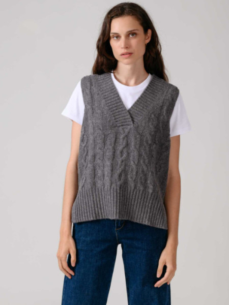 Chaleco Pico Ochos Gris