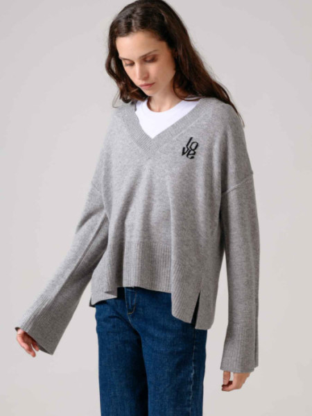 Jersey Lana Cachemire Pico Gris